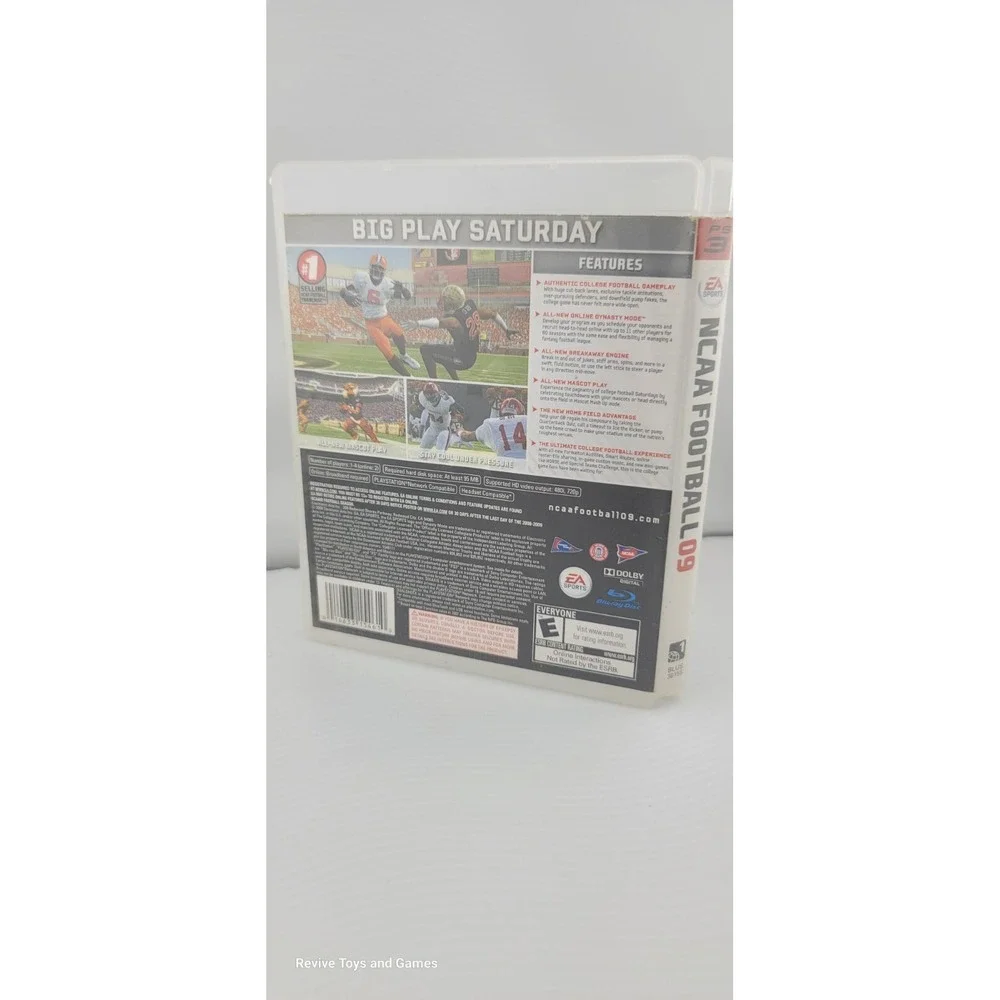 NCAA Football 09 (Sony PlayStation 3, PS3 2008) Game and Case Tested and Working